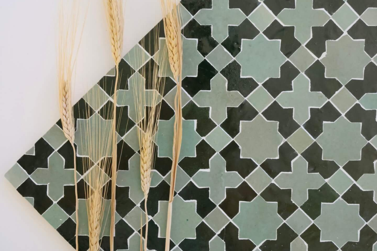 Kitchen and Bath Remodeling Green Black Patterned Tile - SPLASH Showrooms